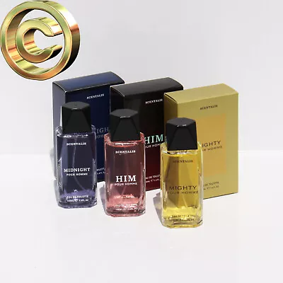 3 X Scentalis Mens Designer Fragrance 100ml Gift Set Mighty Midnight And Him • £8.99