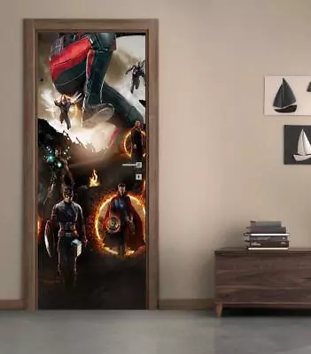 Avengers 3D DOOR WRAP Decal Wall Sticker Decor Mural Art Captain America D301 • $20.33