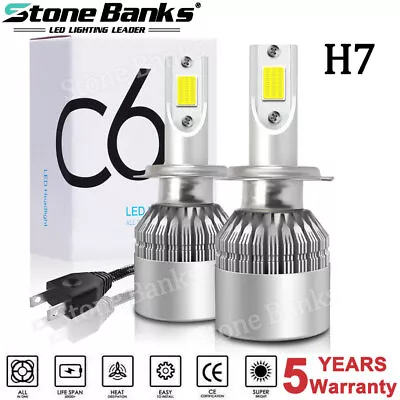 2x H7 LED Headlight Bulbs Kit High/Low Beam 6000K 280W 720000LM Fog Lights White • $8.99