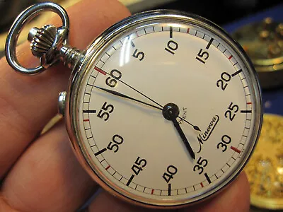 UNUSUAL 51mm Minerva High Grade Chronograph  Pocket Watch Working • $399.95