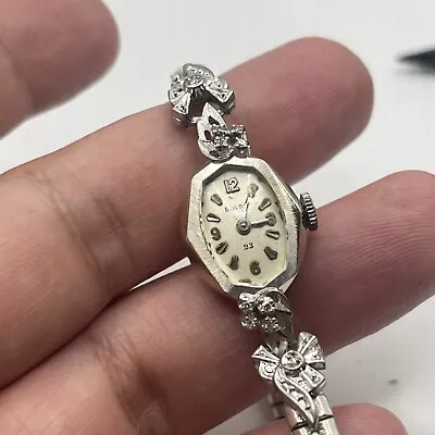 $349 • Buy VINTAGE BULOVA 23 14k LADY'S DIAMOND STUDDED WATCH.  L