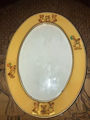  Victorian Vintage Yellow Gold Celluloid Oval Glass Teddy Bear Picture Frame • $45