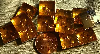 12 Square Translucent Amber Plastic Silver Tone Back Buttons 9/16  14mm # 4743 • $4.99