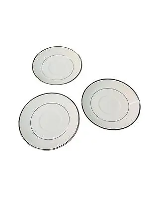 Mikasa Gothic Platinum Rim Saucers Plates (3) Discontinued NeW White & Silver  • $20