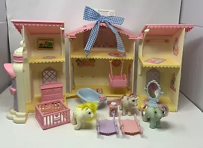 Vintage G1 1982 My Little Pony LOT-Lullaby Nursery Play House W/Acces. & Ponies • $58.53