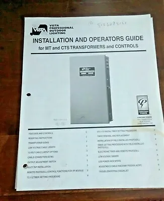 Vista Professional Outdoor Lighting Power Transformer Model CTS MT MANUAL ONLY • $4.95