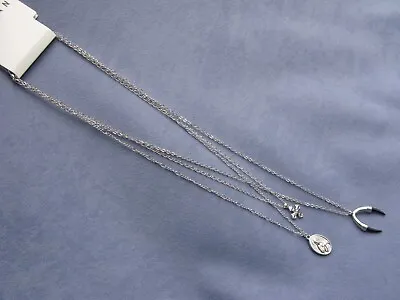 Topman Silver Tone Necklace X 3 Cross Horn Of Plenty Religious Charm NEW £14 • £14