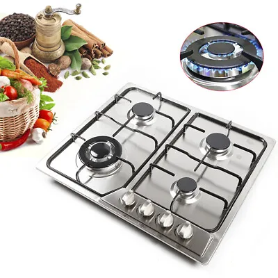 23 Inch 4 Burners Built-in Gas Stove Propane LPG/NG Countertop Cooktop Cooker US • $132.05