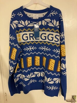 £23.99 • Buy BNWT Official GREGGS Sausage Roll Mens Knitted Christmas Xmas Jumper Size 2XL