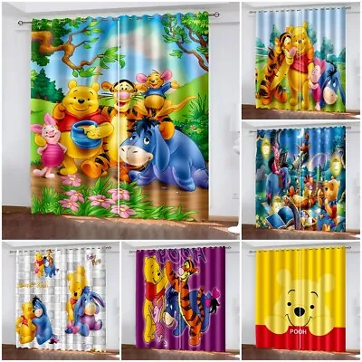 Winnie The Pooh Ready Made Pair Thick Blackout Curtains Thermal Ring Top Eyelet • $35.99