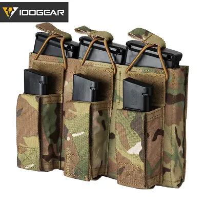 IDOGEAR Tactical Magazine Pouch Triple Mag Carrier 5.56 Open Top MOLLE Military • $25.13