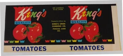 100 Vintage  King's Tomatoes Can Labels...Princess Anne Maryland • $9.99