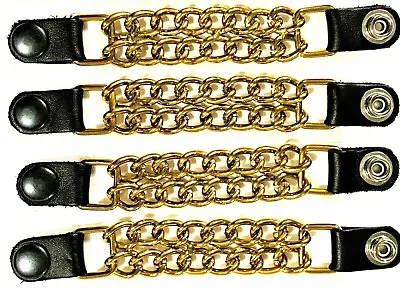 4 Antique Gold Coated Double Chain Motorcycle Vest Extenders Made In Usa • $23.99