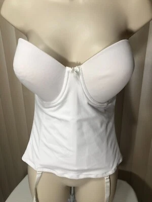 $18.99 • Buy Va Bien Strapless Bustier 36D Underwire Longline Bra White 1503