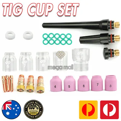 $54.99 • Buy 31Pcs TIG Welding Torch Stubby Gas Lens Pyrex Glass Cup Kit Fits For WP-17/26 SL