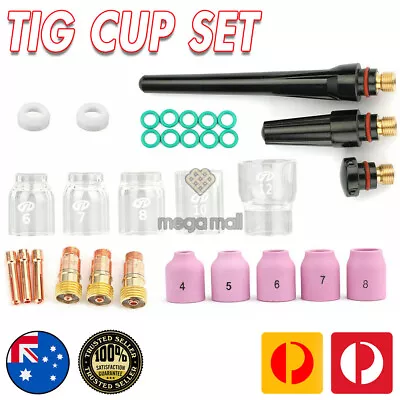 31Pcs TIG Welding Torch Stubby Gas Lens Pyrex Glass Cup Kit Fits For WP-17/26 SL • $54.99