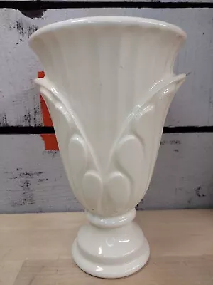 Haeger Pottery Palm Leaf Urn Vase White • $45