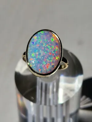 Size T  3.3 Gr A Real 9 Ct Gold Cabochan Fiery Opal Ring .full Uk Hallmarked  • £189.50