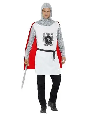 Adult Mens Knight Crusader Templar Medieval Fancy Dress Costume & Sword • £7.59
