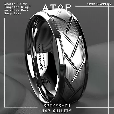 8/6mm Silver Brushed Tungsten Ring For Mens Wedding Band Bridal ATOP Jewelry • $14.59