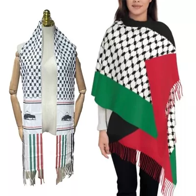 Man Versatile Long Tassels Palestine Scarf For Adult Winter Festival Windproof • £6.98