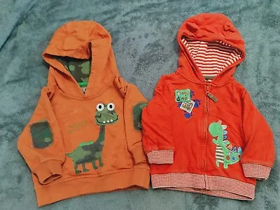 £3.99 • Buy 6-9 Month Boys Bundle - Orange Dinosaur Jackets / Hoodies