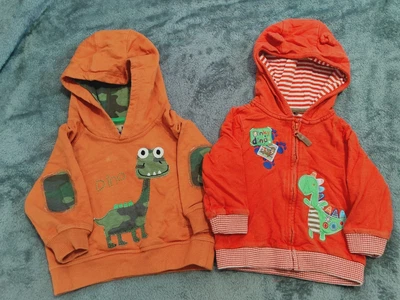 £3.99 • Buy 6-9 Month Boys Bundle - Orange Dinosaur Jackets / Hoodies
