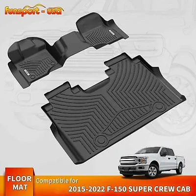 Car Floor Mats Liners TPE 3D All-weather For 2015-2024 Ford F-150 Super Crew Cab • $103.99