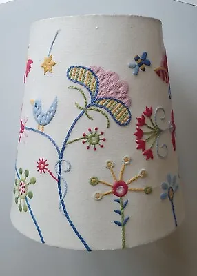 Embroidered Lamp Shade Designed With Flowers Birds And Bees. • £45