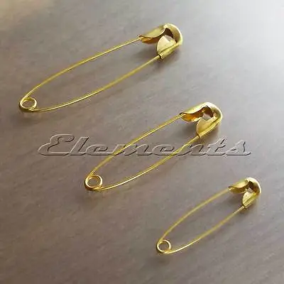 Quality Steel Safety Pins Gold Plated 32mm 45mm 55mm MULTI LISTING • £3.99