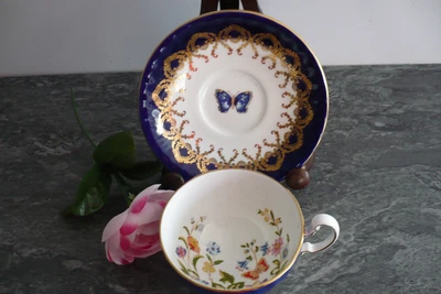 £25 • Buy Aynsley Blue/guilded Cottage Garden Bone China Cup & Butterfly Centre Saucer