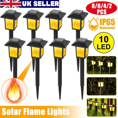 £8.10 • Buy 2/8 Pack Solar Dancing Flame LED Torch Stake Flickering Outdoor Garden Light UK