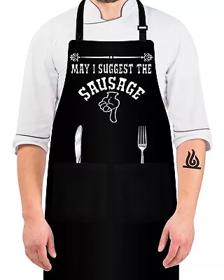 Cooking Grill Aprons Men Apron May I Suggest The Sausage BBQ Man Gift Apron • $19.95