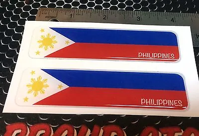 $8.99 • Buy Philippines Proud Flag Domed Decal Emblem Car Flexible 3D 4x1  Set Of 2 Sticker