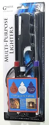 3 Pack Geneva Multi-Purpose Lighter’s (Wind Resistance/Regular/Flexi-Tip) • $11.99