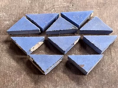 Antique Victorian Maw & Co 1.25 X 1” Blue Triangle Encaustic Floor Tiles Reclaim • $1.87