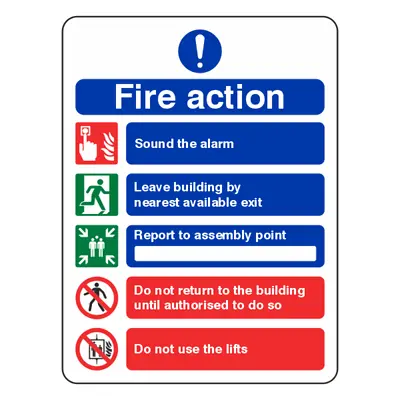 £5.59 • Buy Fire Action Notice Sign - Do Not Use Lifts - 300x400mm - 1mm Rigid Plastic