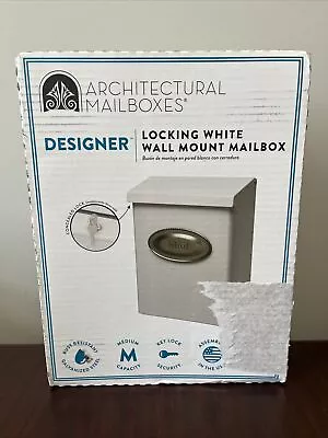 ARCHITECTURAL MAILBOXES Designer Steel Locking White Wall Mount Mailbox • $27.99