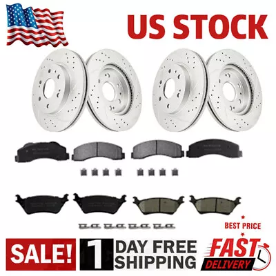 Front & Rear Drilled Disc Brake Rotors Pads Kit For Ford F-150 2012-2020 6 LUGS • $266.61