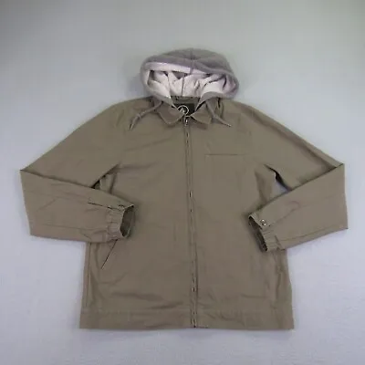 Volcom Jacket Mens Small Brown Hoodie Full Zip Bomber Coat Canvas Skater ^ • $16.23