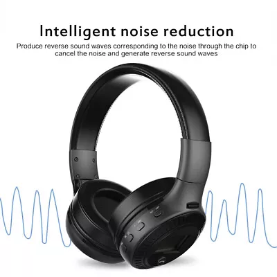 Wireless Bluetooth Headphones Over-Ear Stereo W/ Noise Cancelling New Earphones • £18.28