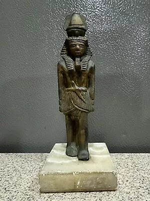 Vintage Egyptian Solid Brass King Ramses Statue Figurine Alabaster Base 6.25  • $23.50