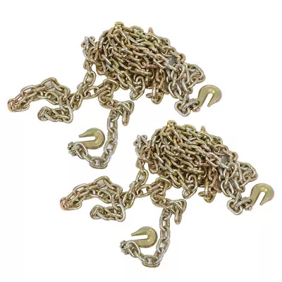 New 2 Pack 3/8  20' G70 Tow Chain Tie Down Binder With Grade 70 Hooks • $87.10