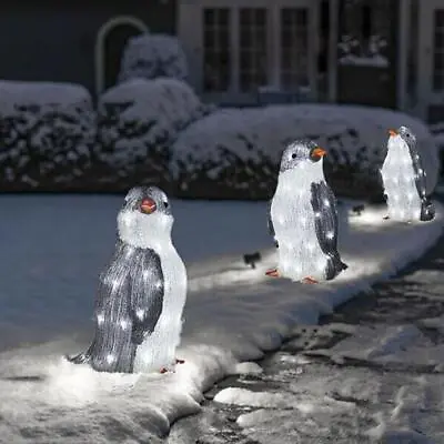 1/3x Outdoor LED Christmas Yard Decorations Light Up Penguins-Garden-Decorations • $6.75