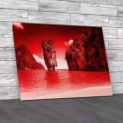 James Bond Island Phuket Thailand Red Canvas Print Large Picture Wall Art • £14.95