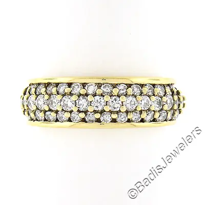 $1273.30 • Buy Jose Hess 18k Gold 0.90ctw Round Prong Diamond Multi Row Grooved Wide Band Ring