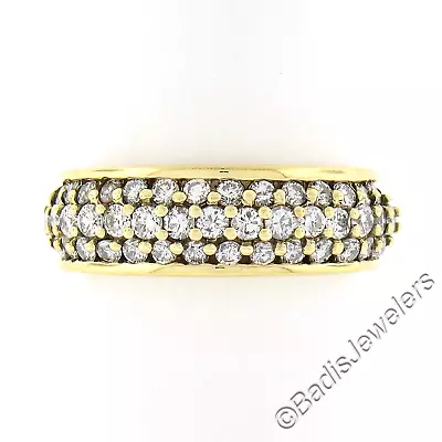 Jose Hess 18k Gold 0.90ctw Round Prong Diamond Multi Row Grooved Wide Band Ring • $1198.40