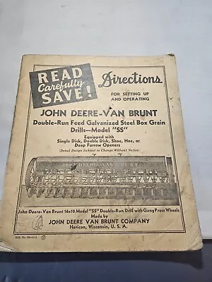 Vintage John Deere - Van Brunt SS Grain Drill Operator's Manual • $16