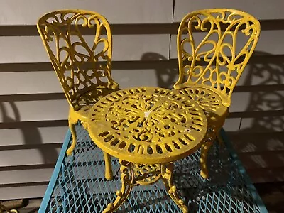 Vintage Cast Iron Chairs And Table *Doll Play Size* • $195