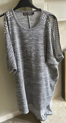 QED London Ladies Grey Split Sleeve Top Size M/L • £8